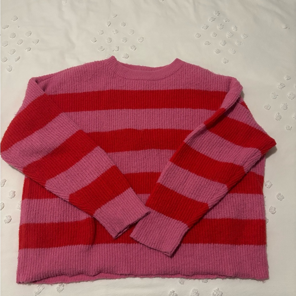 Striped Pink and Red Women's Sweater